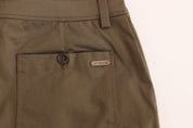 Green Cotton Stretch Comfort Fit Pants