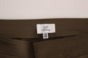 Green Cotton Stretch Comfort Fit Pants