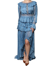 Blue Layered Long Sleeve Dress