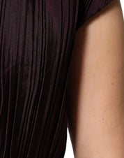 Brown Silk Short Sleeves Sheath Maxi Dress
