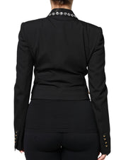 Black Crystal Double Breasted Blazer Jacket