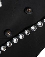 Black Crystal Double Breasted Blazer Jacket