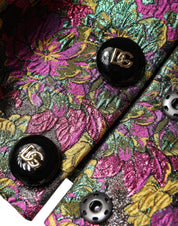 Multicolor Floral Jacquard Cropped Jacket