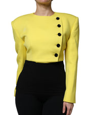 Lemon Yellow Wool Long Sleeves Cropped Coat Jacket