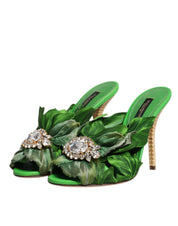 Green Crystal Slides KEIRA Sandal Shoes