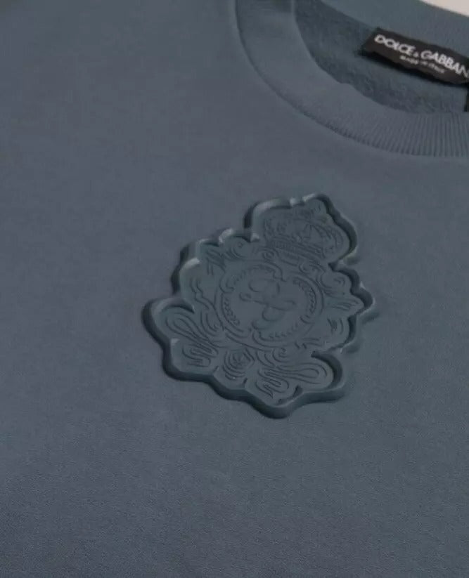 Blå bomullslogotyppärm rund halsringning för män