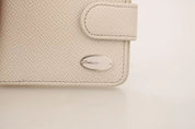 White Dauphine Leather Condom Case Holder Pocket Wallet