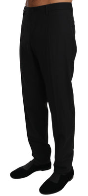Black Wool Stretch Dress Trousers Pants