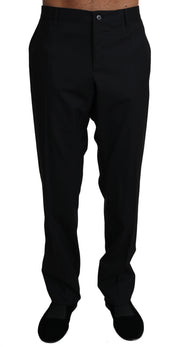 Black Wool Stretch Dress Trousers Pants