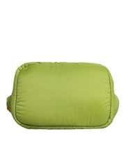 Green Nylon Padded Logo Plaque Tote Crossbody Bag