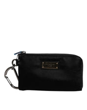 Dolce & Gabbana Black Nylon Leather Keyring Pouch Clutch Bag