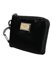 Dolce & Gabbana Black Nylon Leather Keyring Pouch Clutch Bag