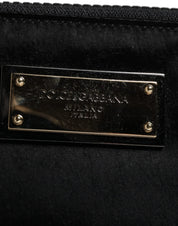 Dolce & Gabbana Black Nylon Leather Keyring Pouch Clutch Bag