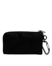 Dolce & Gabbana Black Nylon Leather Keyring Pouch Clutch Bag