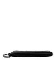 Dolce & Gabbana Black Nylon Leather Keyring Pouch Clutch Bag