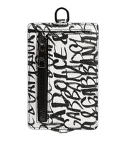White Leather Lanyard Logo Print Card Holder Wallet