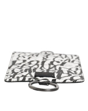 White Leather Lanyard Logo Print Card Holder Wallet
