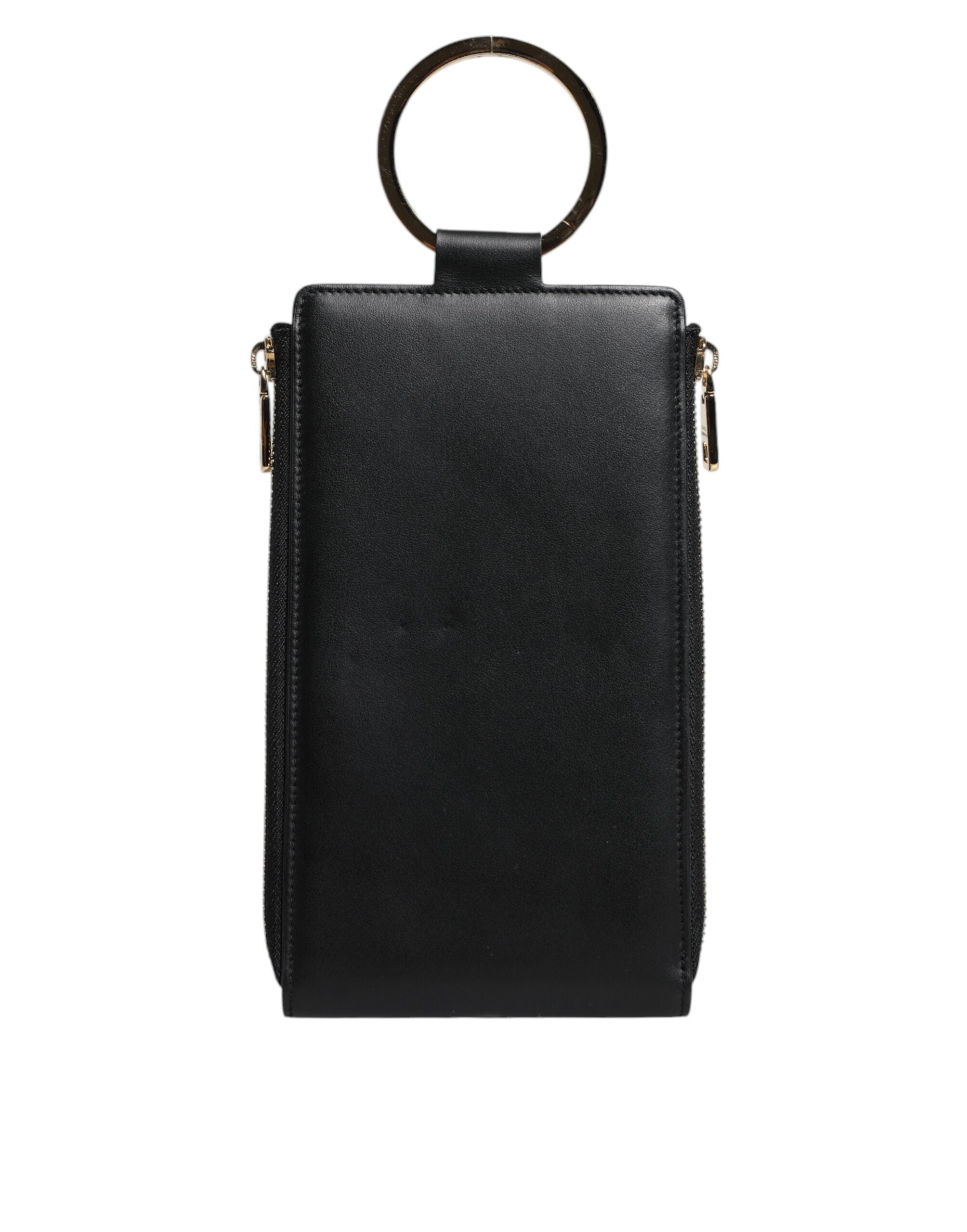 Dolce & Gabbana Plånbok i svart läder med logotypplatta för kort och mynt