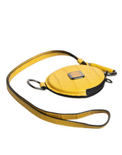 Dolce & Gabbana Yellow Round Calf Leather DG Logo Coin Purse Lanyard Wallet