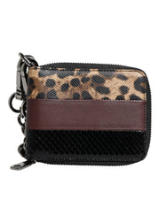 Multicolor Leopard Leather DG Bifold Card Holder Wallet