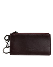 Brown Calfskin Leather DG Logo Card Holder Wallet