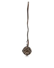 Brown Round Leather DG Logo Coin Purse Lanyard Wallet