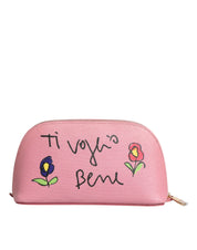 Pink Leather DG Logo Zip Around Hand Purse Pouch Wallet