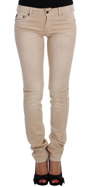 Beige Wash Slim Fit Cotton Stretch Jeans
