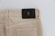 Beige Wash Slim Fit Cotton Stretch Jeans
