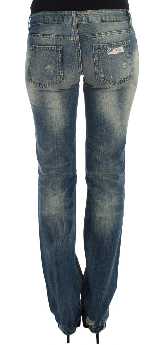 Blue Cotton Low Waist Jeans