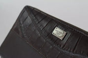 Dolce & Gabbana Brown Leather Zip Around Continental Clutch Wallet