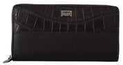 Brown Exotic Leather Zip Around Continental Clutch Wallet