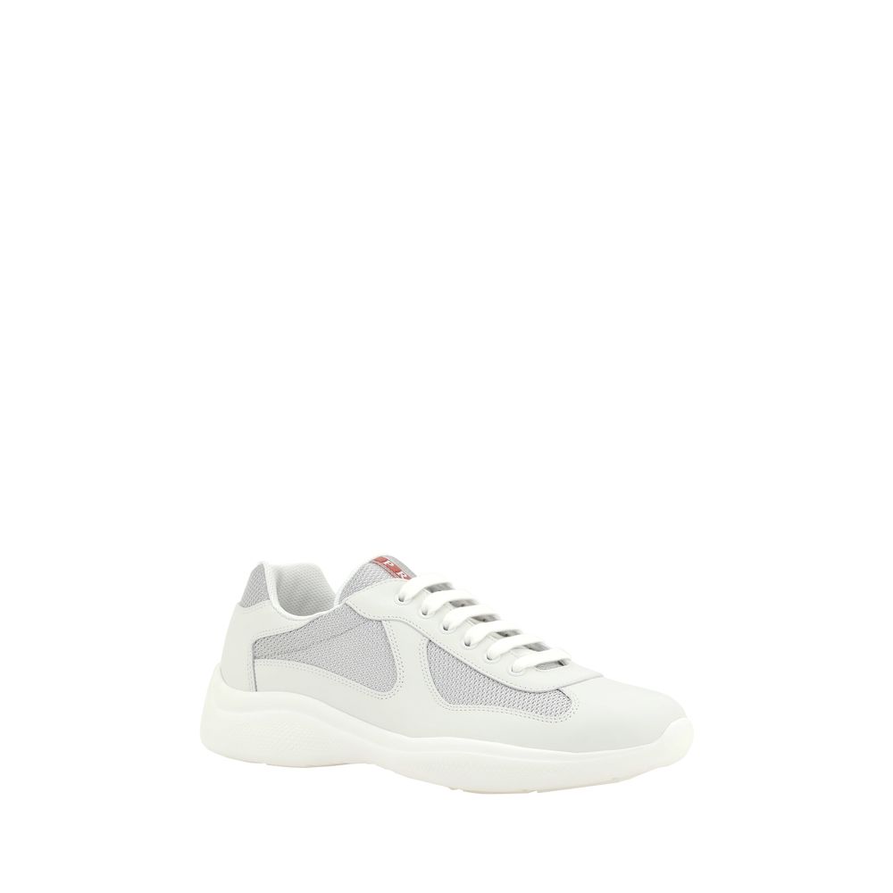 Prada White Calf Leather Low Top Sneakers
