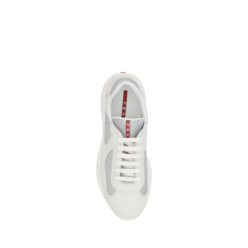 Prada White Calf Leather Low Top Sneakers