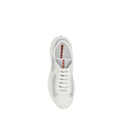 Prada White Calf Leather Low Top Sneakers