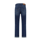 Blue Cotton Straight-Leg Jeans