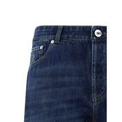 Blue Cotton Straight-Leg Jeans