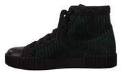 Green Corduroy High Tops Sneakers Mens Casual Shoes