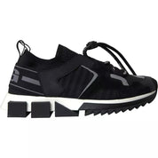 Dolce & Gabbana Black White Cotton Elastane Leather Sorrento Sneakers