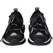 Dolce & Gabbana Black White Cotton Elastane Leather Sorrento Sneakers