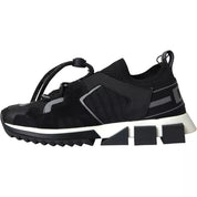 Dolce & Gabbana Black White Cotton Elastane Leather Sorrento Sneakers
