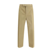 Beige Cotton Casual Pants