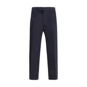 Blue Cotton Casual Pants