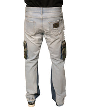 Light Blue Cotton Cargo Straight Denim Jeans