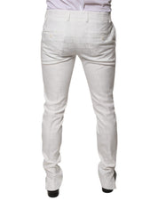 White Cotton Tapered Formal Dress Pants