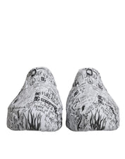 Dolce & Gabbana White Black Graffiti Calf Leather Daymaster Sneakers