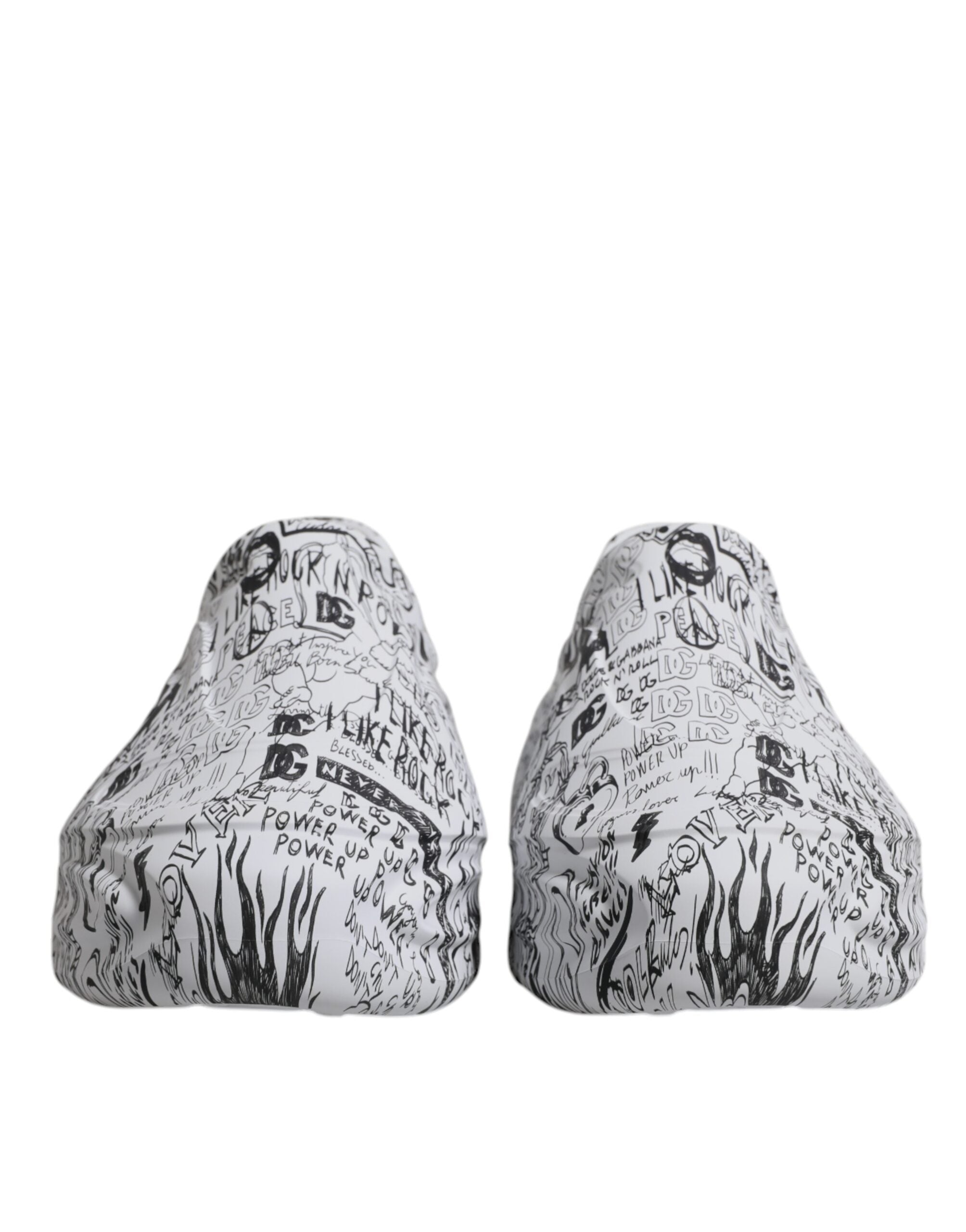 Dolce & Gabbana White Black Graffiti Calf Leather Daymaster Sneakers