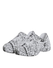 Dolce & Gabbana White Black Graffiti Calf Leather Daymaster Sneakers