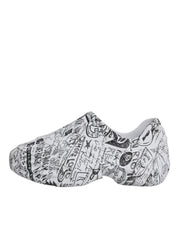 Dolce & Gabbana White Black Graffiti Calf Leather Daymaster Sneakers