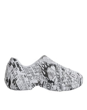Dolce & Gabbana White Black Graffiti Calf Leather Daymaster Sneakers